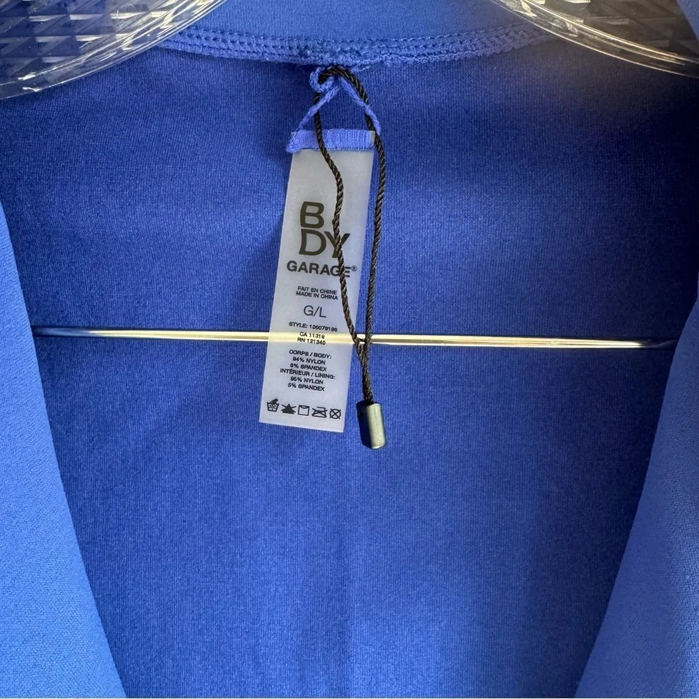 Garage Rush B.DY Half Zip Top Royal Blue Long Sleeve Crop Top size L - Picture 9 of 10